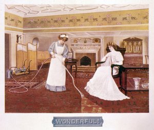Juliste, joka esittelee pölynimurin ihmeitä, c 1800-luvun loppu tekijältä Unbekannt