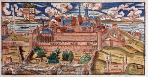 Vahvistettu Buda (Unkari), noin 1550 (kaiverrus). tekijältä Unbekannter Künstler