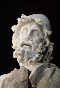 Roomalainen taide: "" polyphem sokeiden" ryhmä: Ulysseksen pää - Marmoriveistos, 1. vuosisata ennen tai jälkeen JC - Sperlonga, museo Archeologico Nazionale - Ulysseksen pää tekijältä Unbekannt