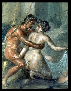 Satyr ja Maenad, yksityiskohta seinämaalauksesta Pompejista tekijältä Unbekannter Künstler