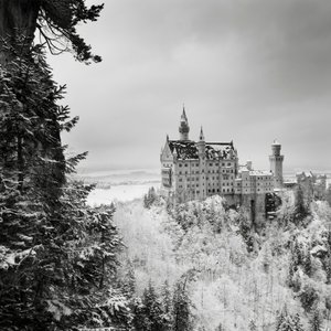 Neuschwansteinin linna, Füssen, Saksa, 2013 (b/w kuva)