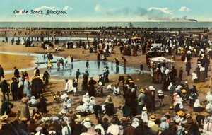 Blackpoolin merenranta (Yhdistynyt kuningaskunta) vuosisadan vaihteessa (postikortti). tekijältä Unbekannter Künstler