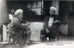 Serbia, Florina: turkkilaiset miehet - Postikortti 1914-1918 tekijältä William M. Timlin