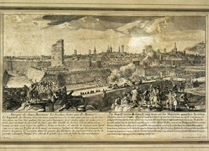 Espanja : Espanjan perintösota (1714). Barcelonan piiritys (kaiverrus) tekijältä Unbekannter Künstler