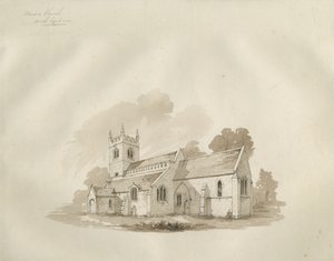 Standon Church: kynä- ja mustepiirustus ja [?1800-luvun puoliväli] tekijältä Unbekannt