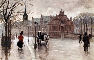 Pörssi Kööpenhaminassa, Tanskassa, 1900-luvun alussa (postikortti). tekijältä Unbekannter Künstler