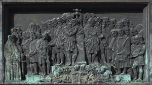 Strasbourg, Gutenbergin veistoksen bareljeefi. Euroopassa tekijältä William M. Timlin
