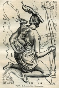 Heveliuksen kartaston valmentaja (1690): Valmentajan tähdistö, joka pitää oikeassa kädessä piiskaa ja renesiä sekä vasemmassa käsivarressa Chevreä ja kahta chevralia, on yksi Kreikan sfäärin vanhimmista. Kaiverrus Camille Flammarionin teoksesta "Les ét tekijältä Unbekannt