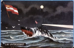 Saksalainen sukellusvene Unterseeboot, 1900-luvun alku (kuva). tekijältä Unbekannter Künstler