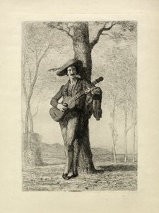 The Guitarist, Ranska, n.1870 (kaiverrus) tekijältä Unbekannter Künstler