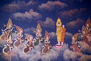 Buddhan elämä, seinä fresko, Wat Botum temppeli, Phnom Penh, 2022 (kuva) tekijältä Unbekannter Künstler