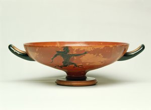 The Pursuit of Perseus, Attic musta hahmo kylix, jonka on valmistanut Pepaks Master, 525-520 eKr. (keramiikka) tekijältä Unbekannt