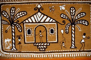 Opiskelijoiden maalaama Dhakan yliopiston Fine Art Instituten rajaseinä Pahela Baishakhin edessä. Dhaka, Bangladesh. 13. huhtikuuta 2008. (kuva) tekijältä Unbekannt
