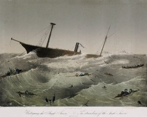 Anglosaksisten epäonnistuminen Newfoundlandissa (Kanada). Litografia (34,4x43,4 cm), F. Sala et Co. tekijältä Unbekannter Künstler