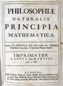 Nimisivu Newtonin "Principia Mathematicaan" tekijältä Unbekannt