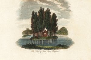 Ranskalaisen kirjailijan Jean-Jacques Rousseaun hauta. 1803 (kaiverrus) tekijältä Unbekannter Künstler
