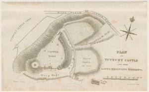 Tutburyn linna: Suunnitelma: kaiverrus, nd [c 1832] tekijältä Unbekannt