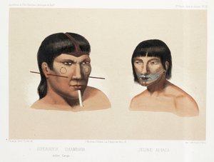 Kaksi Etelä-Amerikan intiaania, n. 1843-1847 tekijältä Unbekannt