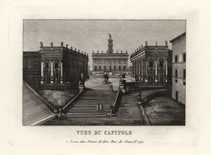Näkymä Capitoline-kukkulalle. Piazza del Campidoglio, Palazzo Senatorio, Rooma. tekijältä Unbekannt