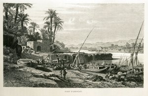 Näkymä Aswanin satamaan Egyptissä - kuva Egyptin atlasesta tekijältä Unknown