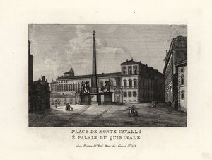 Näkymä Quirinalin palatsille ja aukiolle, Palazzo del Quirinale ja Piazza del Quirinale, Rooma tekijältä Unbekannt