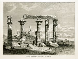 Näkymä Medamotin temppelin raunioista lähellä Thebes, Egypti Kuva Egyptin atlasesta tekijältä Unknown