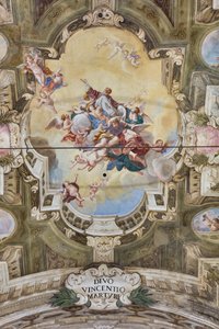 Näkymä holviin Teatini-huoneen freskoilla, Chiesa di San Vincenzo, Piacenza, Emilia-Romagna, Italia (kuva) tekijältä Unbekannter Künstler
