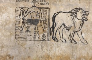 Seinämaalaus, joka kuvaa voodoo-velhoa, Lome, Togo tekijältä Unbekannt