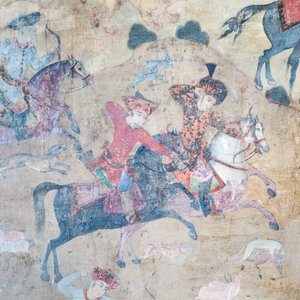 Seinämaalauksia Qeysarieh-portaalissa, Naqsh-e Jahan Imam Square, Esfahan, Iran (fresko) tekijältä Unbekannter Künstler