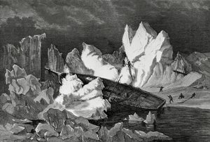 Jään murskaama Hansan hylky, lokakuu 1869, Jäämeri, Saksan toinen pohjoisnaparetkikunta tekijältä William M. Timlin