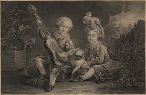 Crianças brincando, Paris, c.1775 (gravura) finlandês tekijältä Unbekannter Künstler