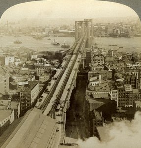 Brooklyn Bridge, New York, Yhdysvallat. tekijältä Underwood and Underwood