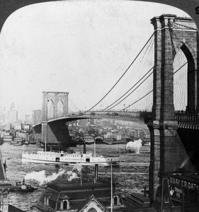 Brooklyn Bridge, New York, USA, 1900-luvun alku.