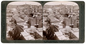 Jerusalem ja Öljymäki, katsot itään Latinalaisesta Hospice-keskuksesta, Palestiina, 1900-luku. tekijältä Underwood and Underwood