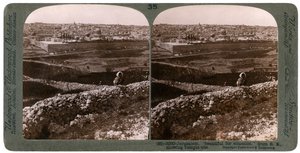 Jerusalem, katsottuna kaakosta, näyttää temppelin paikan, Palestiina, 1900-luku. tekijältä Underwood and Underwood