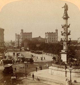 Tegetthoff-monumentti Prater-Sternissä, Wienissä, Itävallassa, 1898. tekijältä Underwood and Underwood