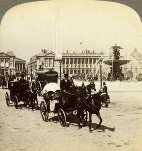 Obeliski ja suihkulähde, Place de la Concorde, Pariisi, Ranska, 1800-luku. tekijältä Underwood and Underwood