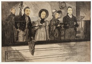 Laulavat istuimet vanhan ajan maalaiskirkossa tekijältä Unidentified