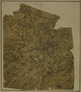 Fragmentti: Armed Warriors on Horseback Fighting Foot Soldiers tekijältä Unknown