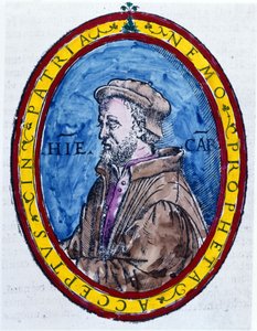 (Cardanus Hieronymus) Jerome Cardan italiaksi Gerolamo Cardano, italialainen lääkäri, matemaatikko, filosofi ja astrologi (Pavia tekijältä Unknown artist