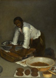 Mies kaapii suklaata, noin 1680-1780 (öljy kankaalle) tekijältä Unknown artist