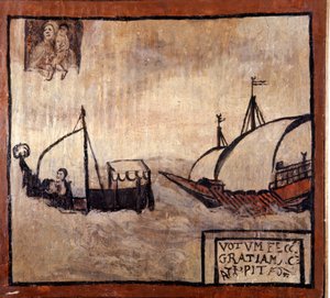 Barbaarinen keittiö jahtaa napolilaisten kalastajien venettä. 1600-luvun entinen äänestys. Madonna dell