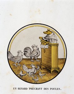 Kanojen saarnaaja kettu (renart-romaani) - uskonnollinen karikatyyri, Limoges tekijältä Unknown artist