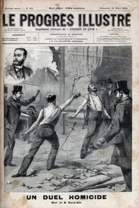 Murhatintaistelu - 1. maaliskuuta 1895 kaksintaistelu kahden Ranskan Afrikan komitean jäsenen välillä, jotka olivat aiemmin hyviä tovereita, Alfred Le Chatelierin ja Hippolyte Percherin, alias Harry Alis, ja tämän välillä. tekijältä Unknown artist