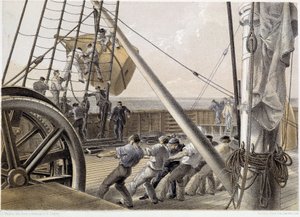 Valtava pistepoiju piirrettiin 2. elokuuta 1858 - W. H. Russelin "Atlantin lennättimessä" n. 1860 tekijältä Unknown artist