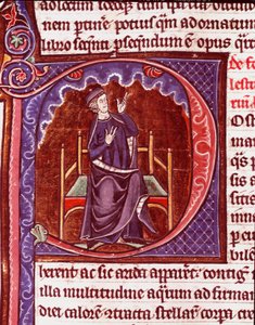 Munkki tekee miniatyyrikertomuksia Vincent de Beauvaisin (1184/94-1264) käsikirjoituksesta "Speculum historiale" 1200-luvun Laon, kaupunginkirjasto tekijältä Unknown artist