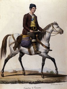 Talonpoika hevosen selässä Camastran läheisyydessä Sisiliassa Kaiverrus 1800-luvulta tekijältä Unknown artist