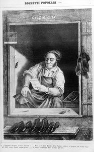 Suutarit 1800-luvulla: Jos korotamme korkokenkiä liian korkeiksi, kuinka monesta pitkästä miehestä tulee pieniä... tekijältä Unknown artist