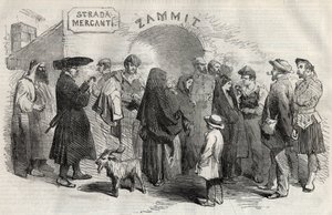 Katu Vallettassa (Valletta) Maltan saarella (Malta) vuonna 1857. tekijältä Unknown artist