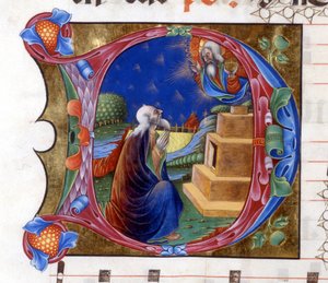 Aabrahamia Herra kutsui lähtemään maastaan. Miniatyyri 1400-luvun kuorosta (pyhän Augustinuksen "civitatis"). Lodin kirjasto tekijältä Unknown artist